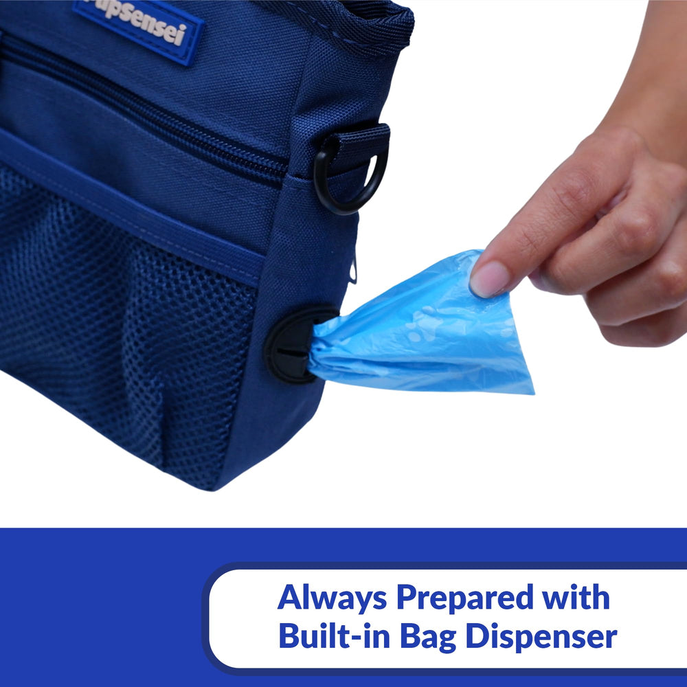 PupSensei dog treat pouch shows 3-cup capacity for quick rewards during training.