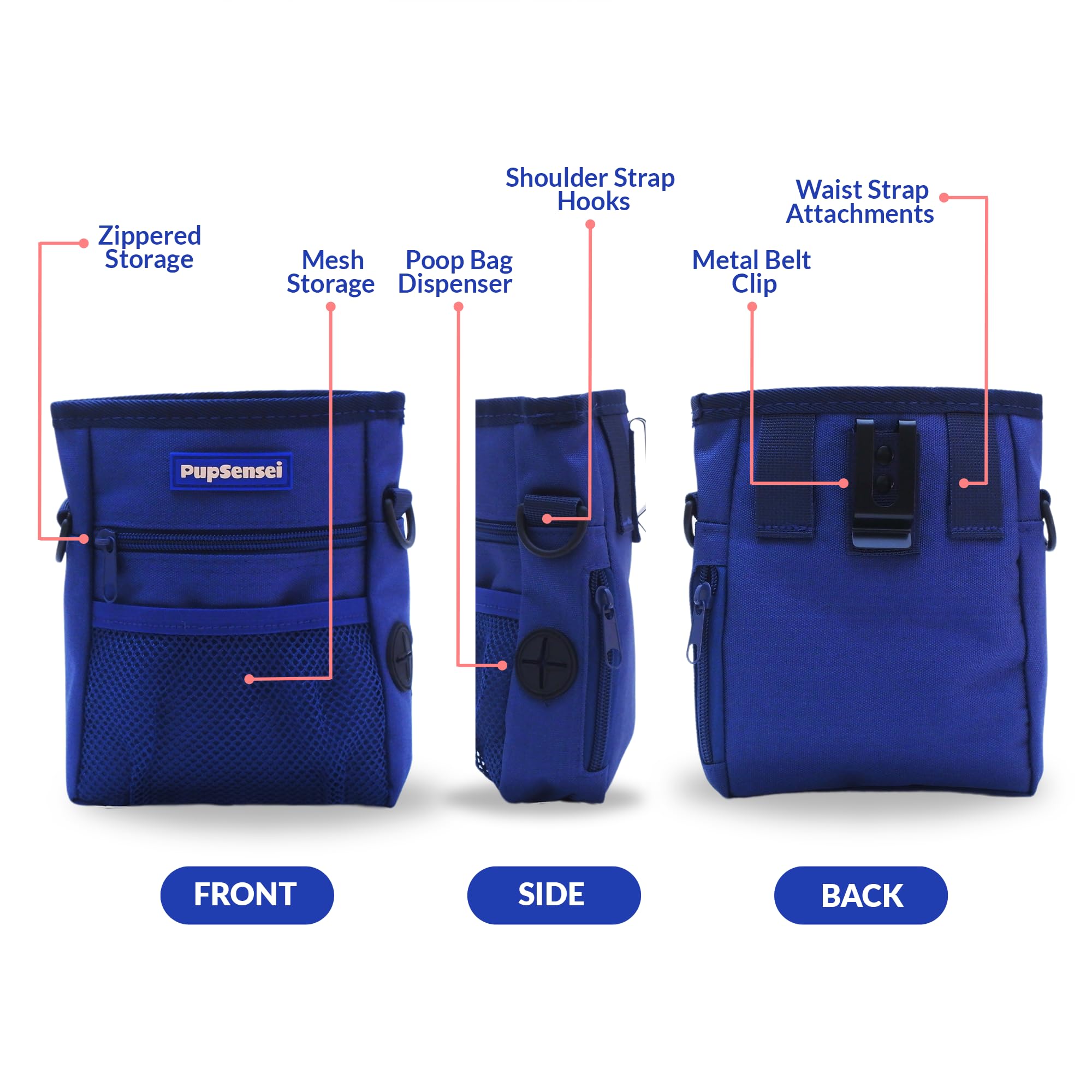 PupSensei dog treat pouch in-use training scene shows convenient organization.