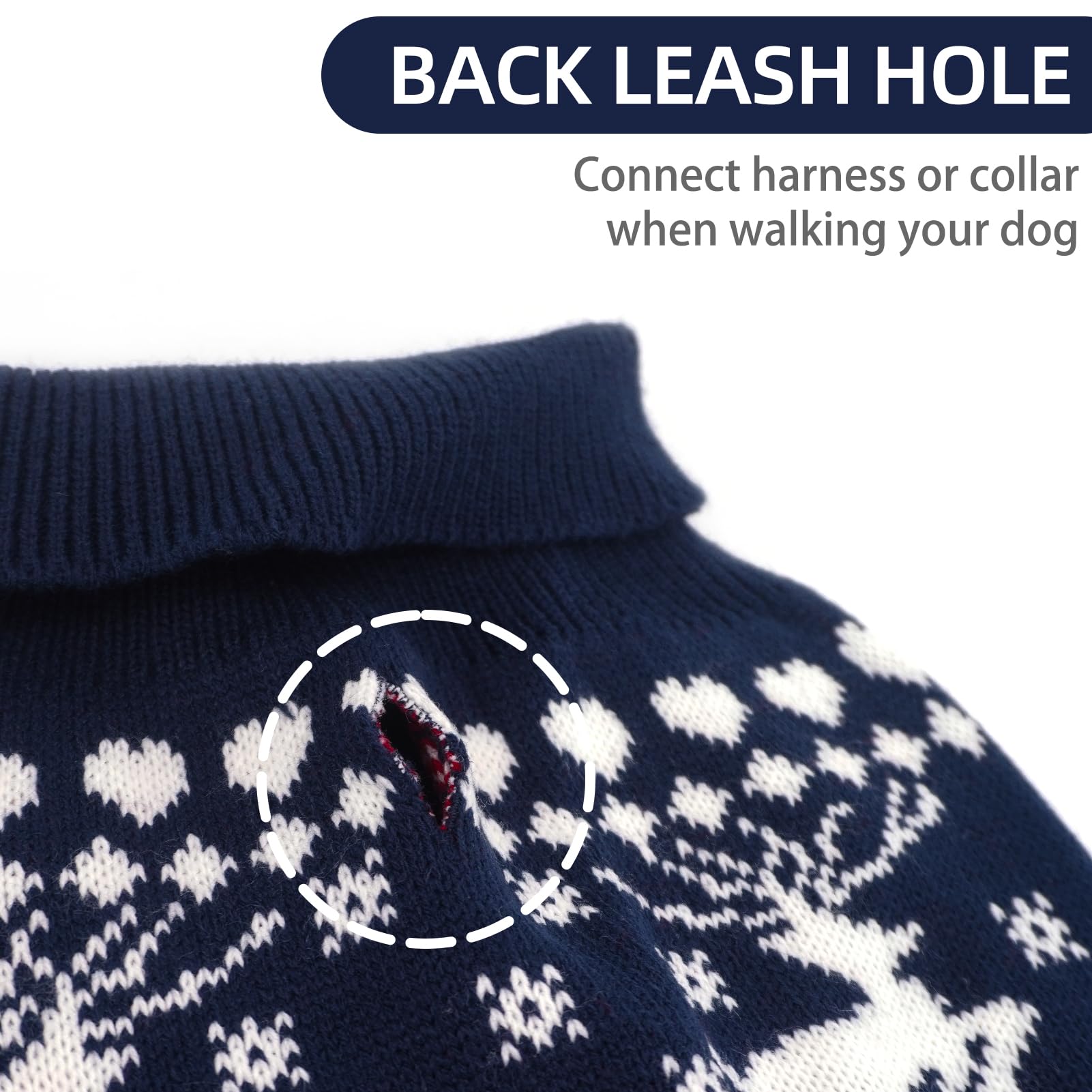 PUPTECK back-opening sweater enables easy leash attachment on walks.