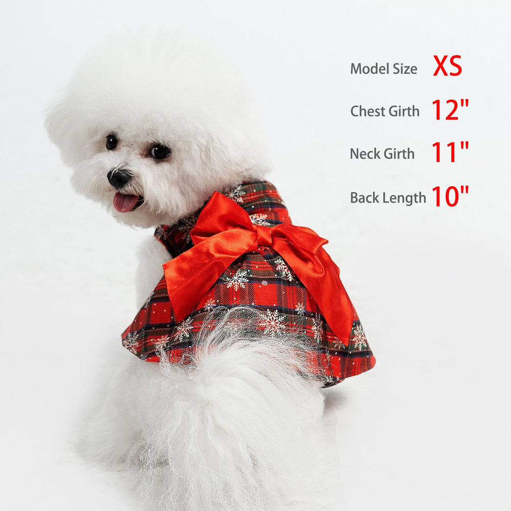 PUPTECK holiday plaid dog dress suitable for seasonal photos