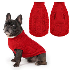PUPTECK dog sweater red XS front view for cozy winter outings