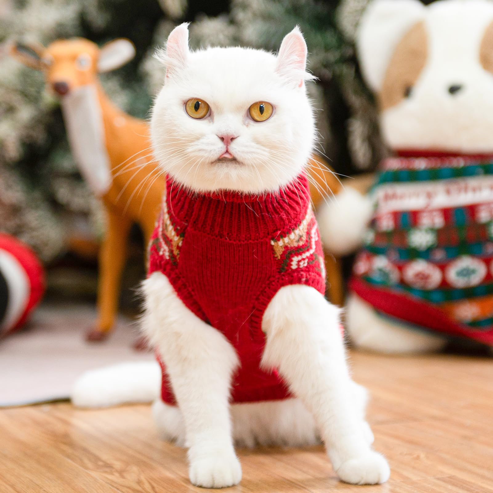 PUPTECK Easy pullover style shows quick on/off for calm pets.