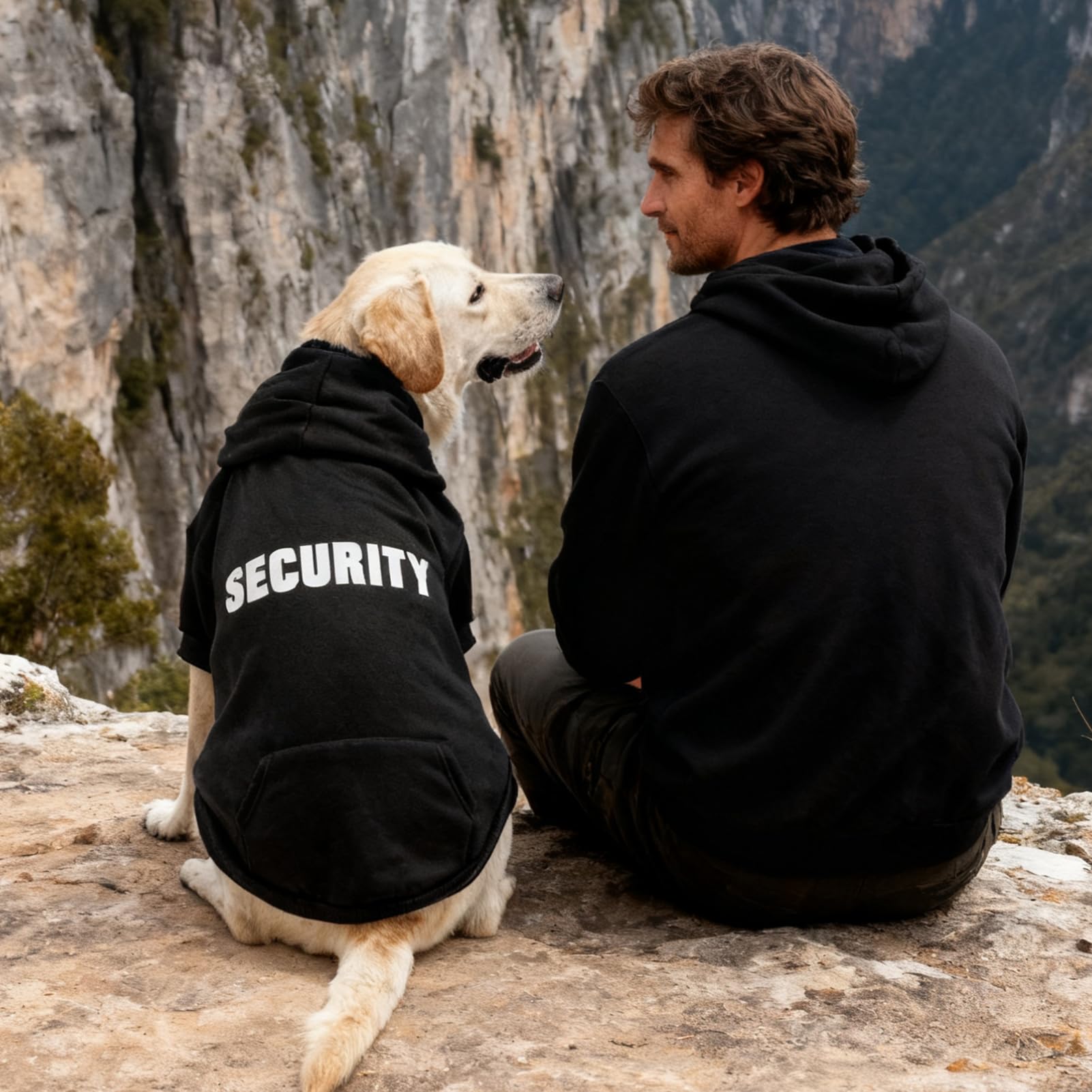 PUPTECK Security Dog Hoodie fabric close-up of soft fleece and warmth.