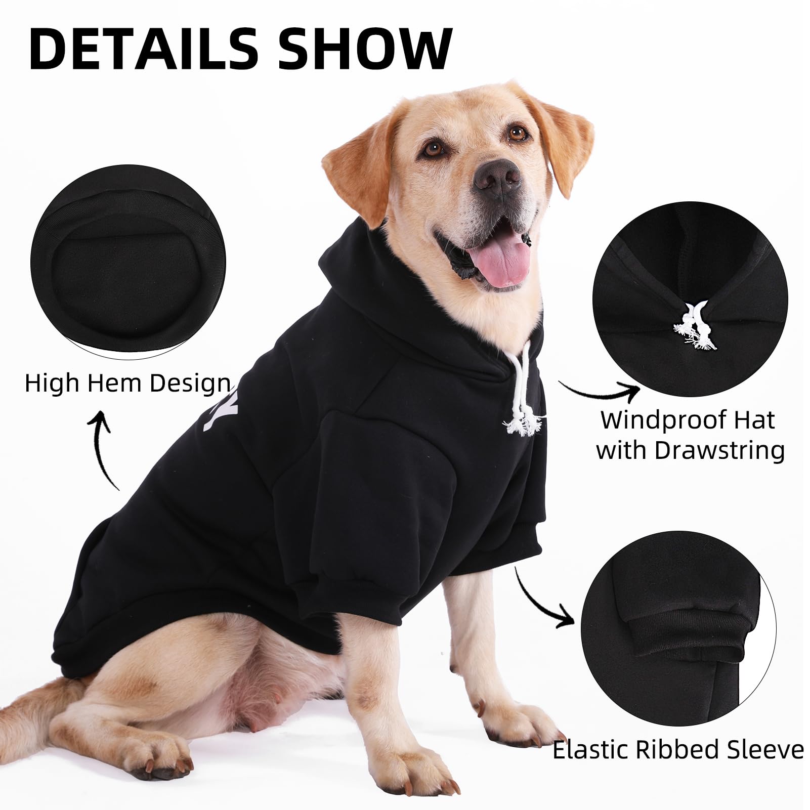 PUPTECK Security Dog Hoodie hood-pocket detail with space for treats during walks.