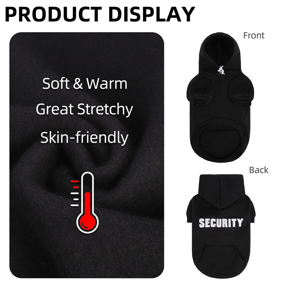 PUPTECK Security Dog Hoodie side view demonstrating movement-friendly fabric for active dogs.