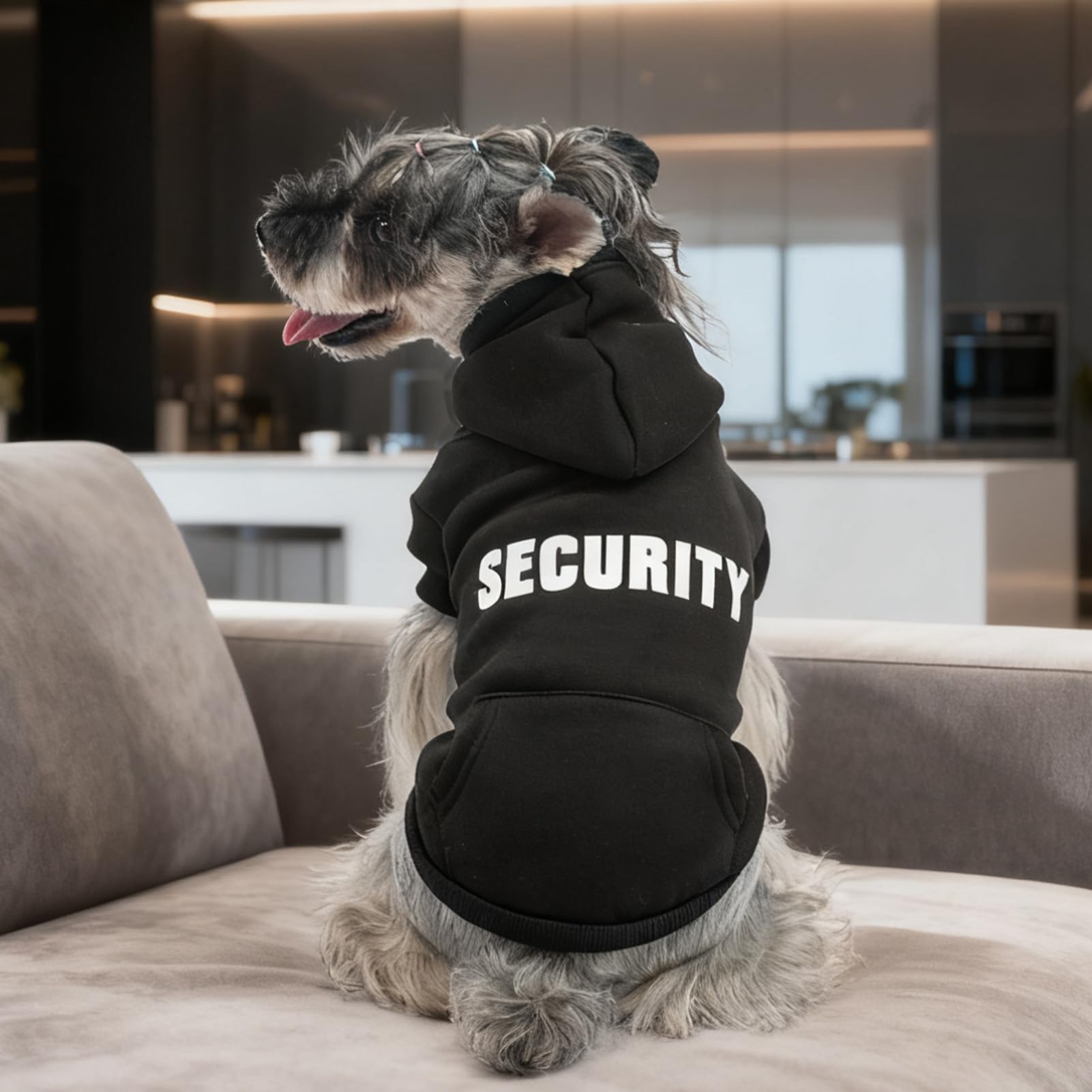 PUPTECK Security Dog Hoodie size XL/XXL fit guide image for larger dogs.