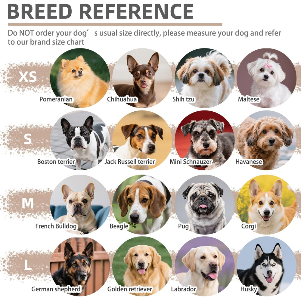 PUPTECK Medium size chart helps accurate sizing for fit