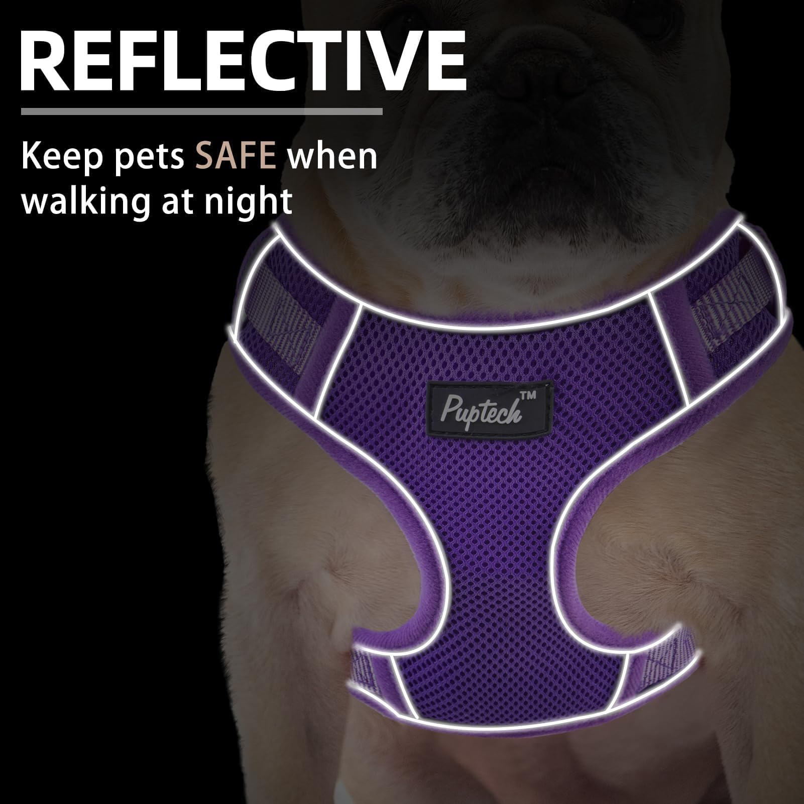 PUPTECK soft mesh fabric keeps fur dry and breathable on hot days.