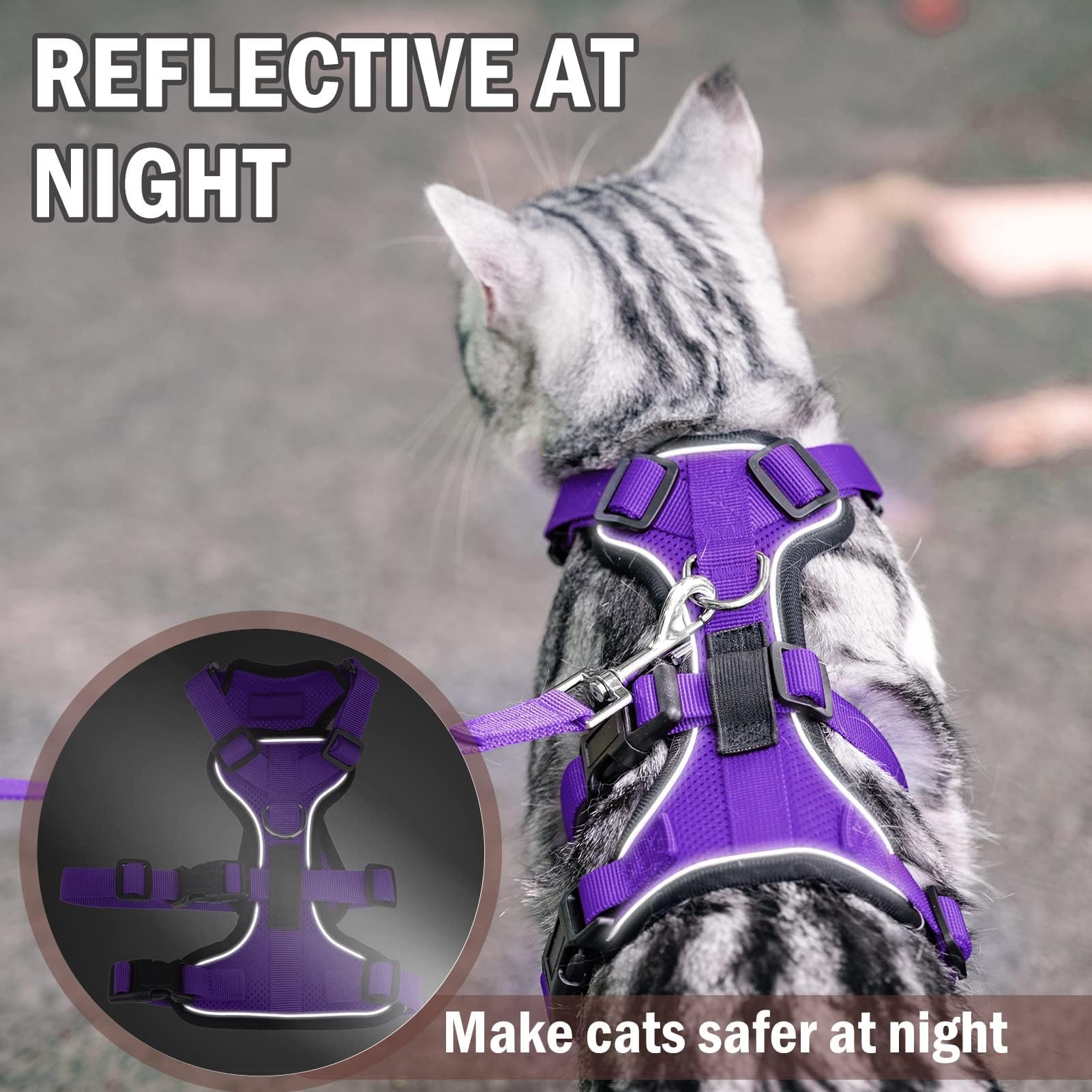 PUPTECK purple medium harness provides secure, adjustable fit.