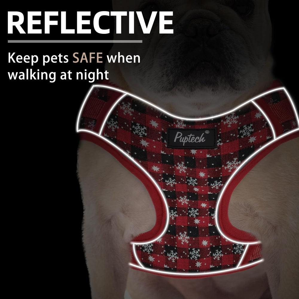 PUPTECK Christmas harness close-up of adjustable straps and soft mesh