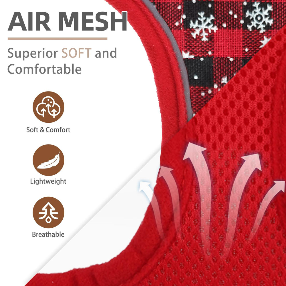 PUPTECK Christmas harness back view with secure leash attachment