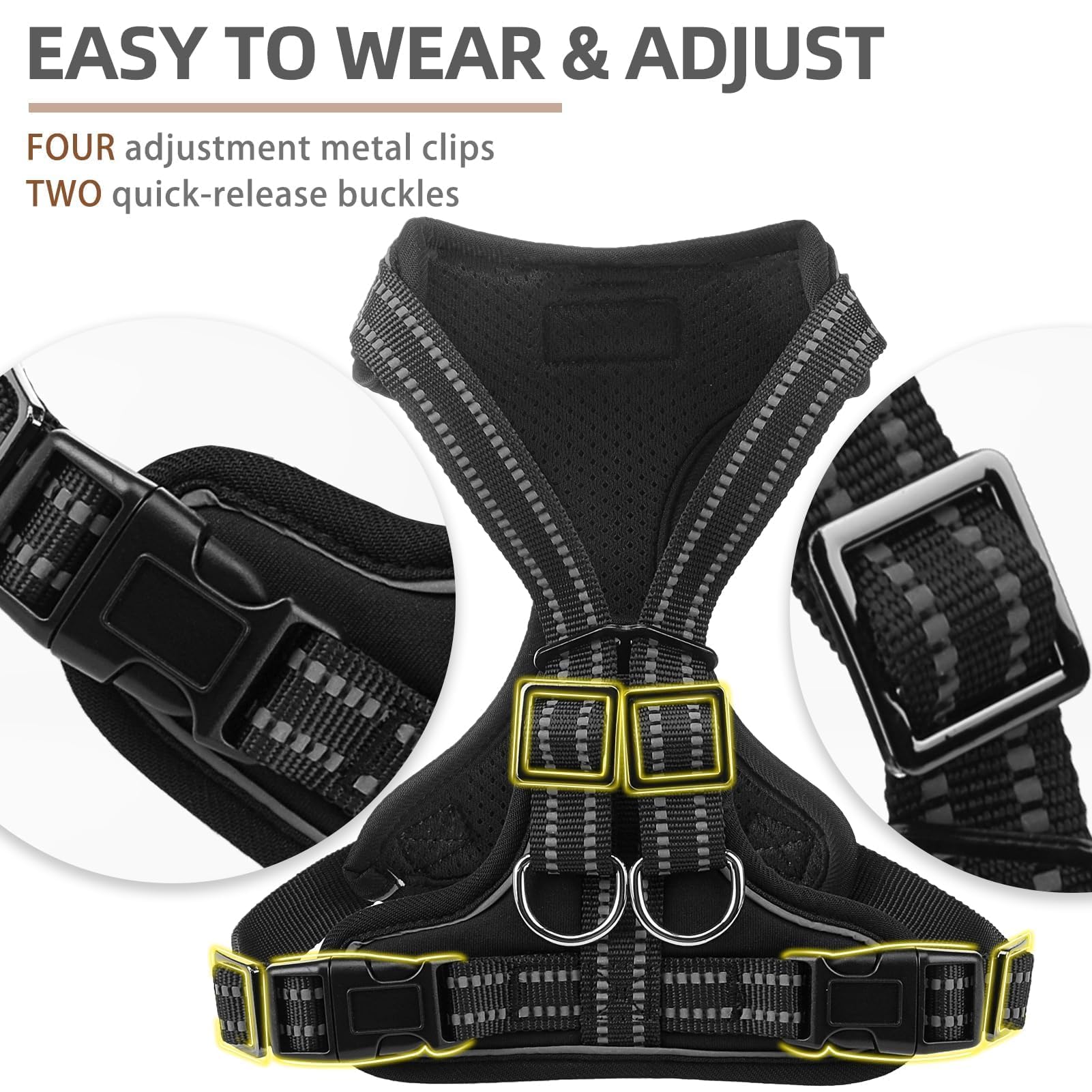 PUPTECK harness small soft padding ensuring chafe-free wear all day.