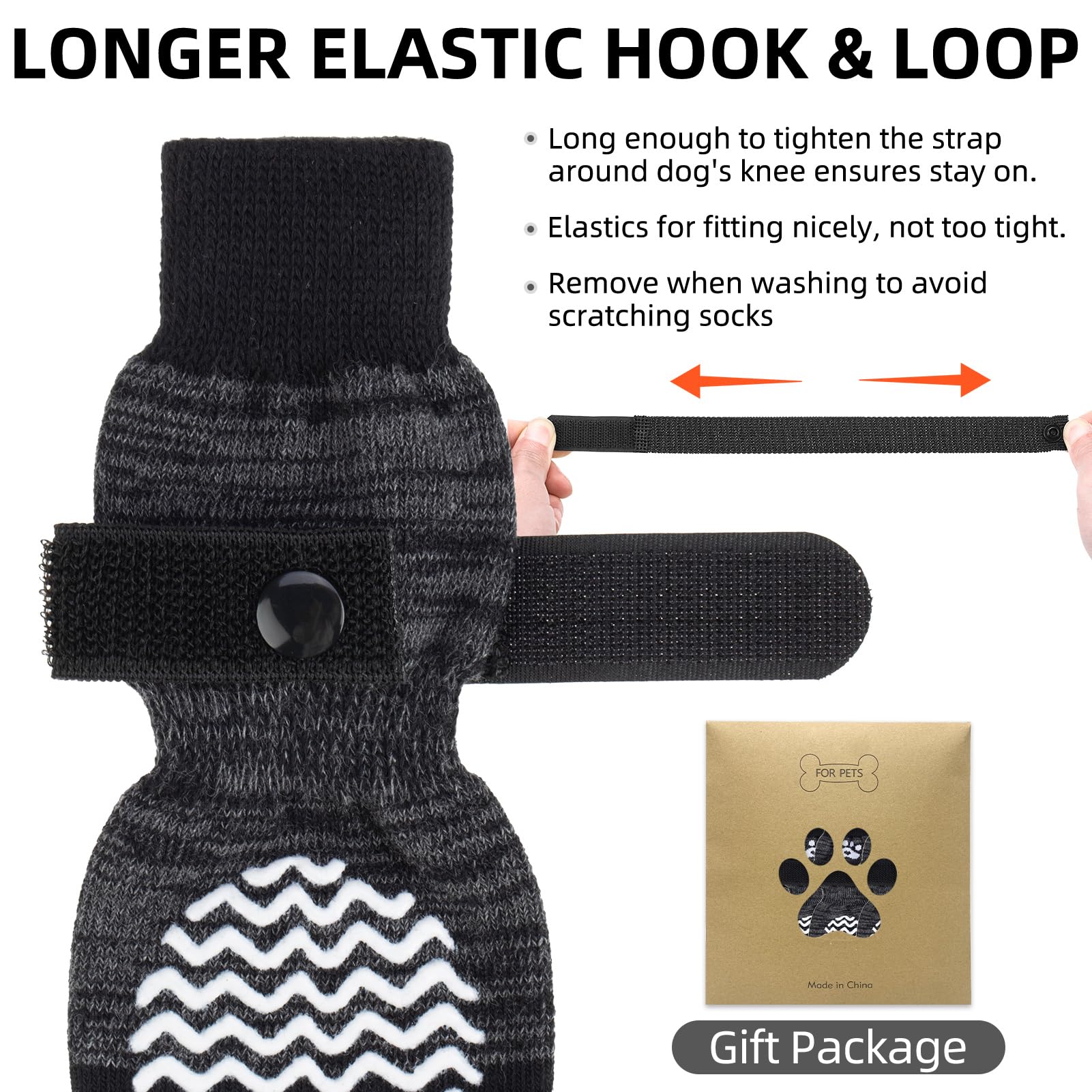 PUPTECK dog wearing socks outdoors protects paws on hot or cold pavement.