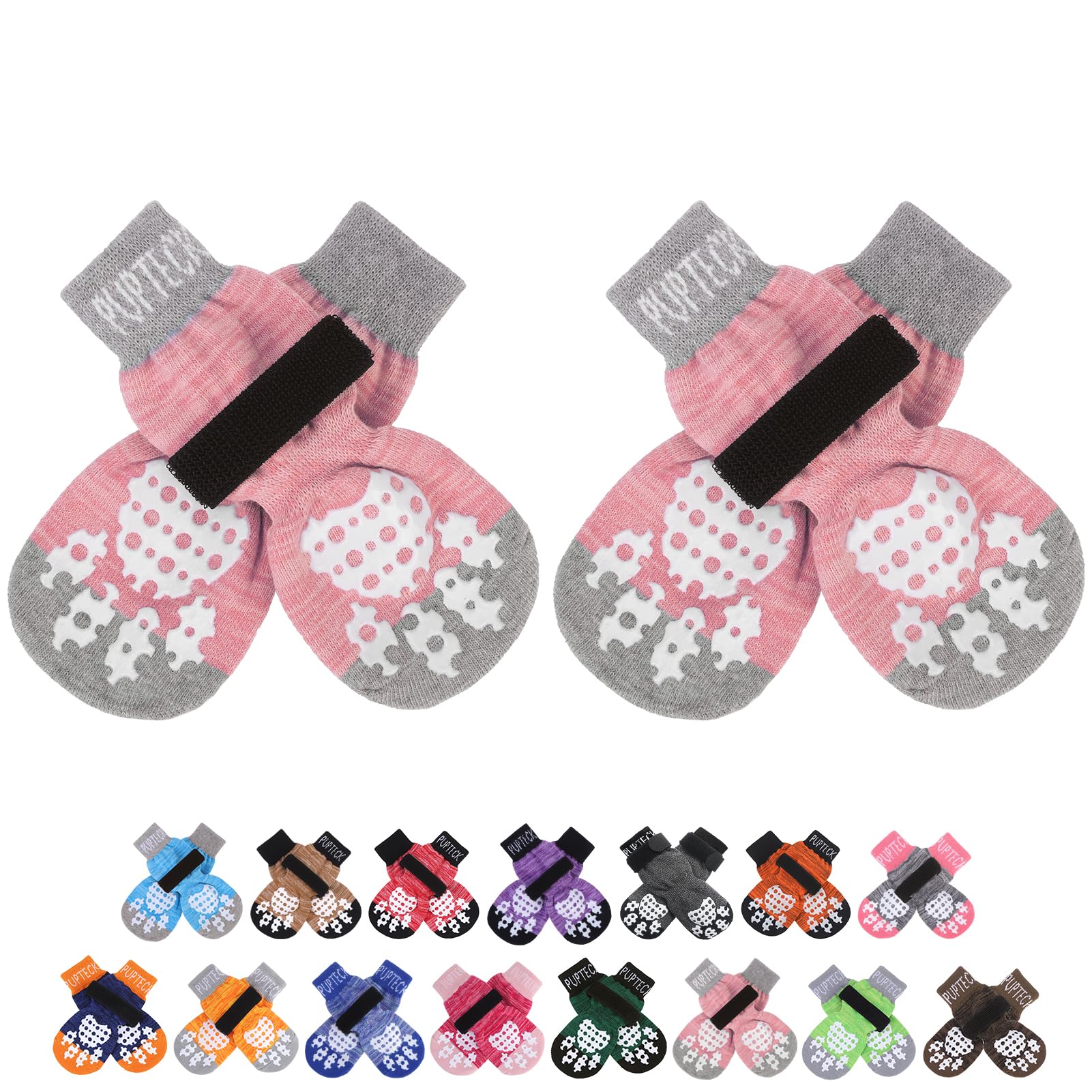 PUPTECK anti-slip dog socks paw wide view for hardwood floor traction