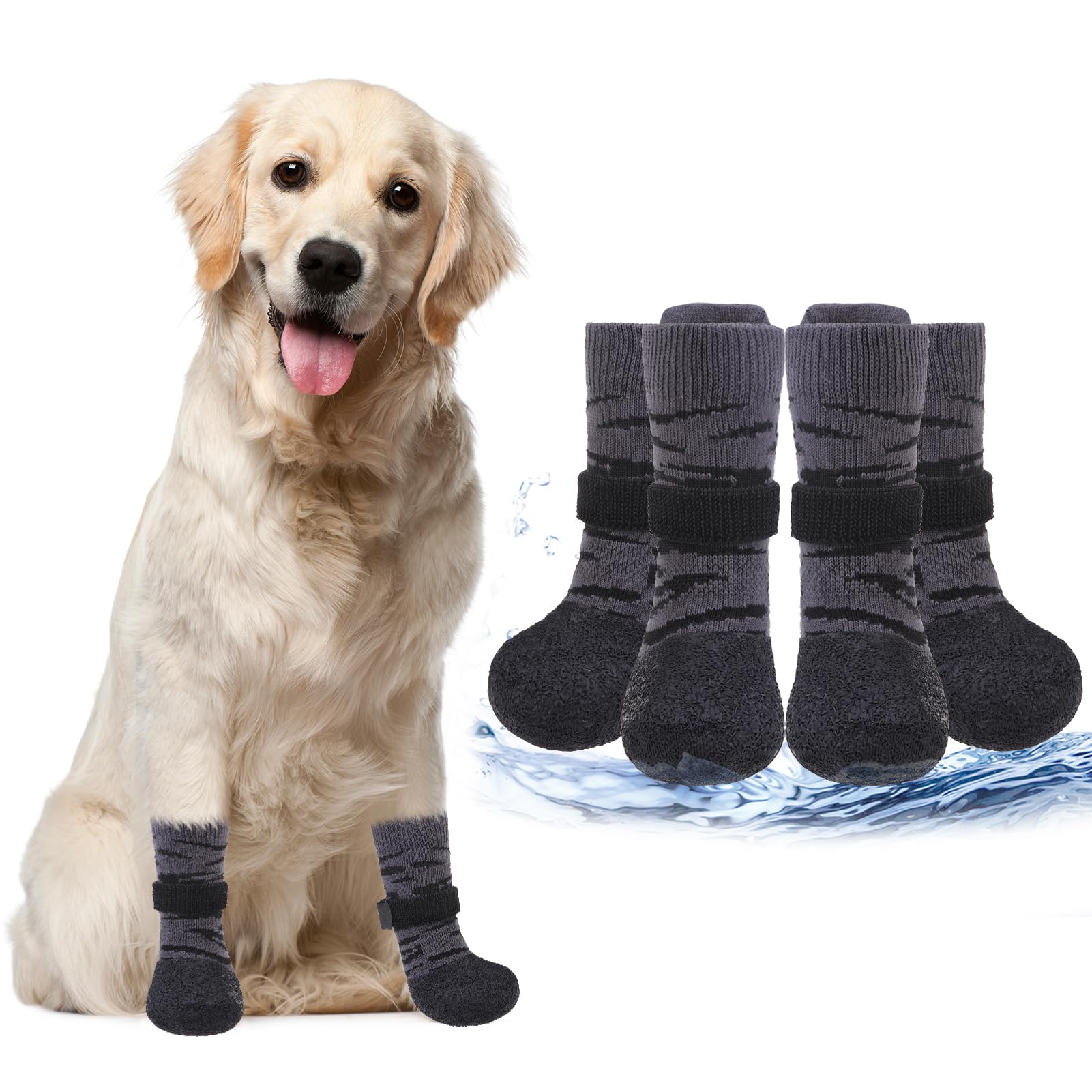PUPTECK anti-slip dogs shoes bottom grips improve floor traction.