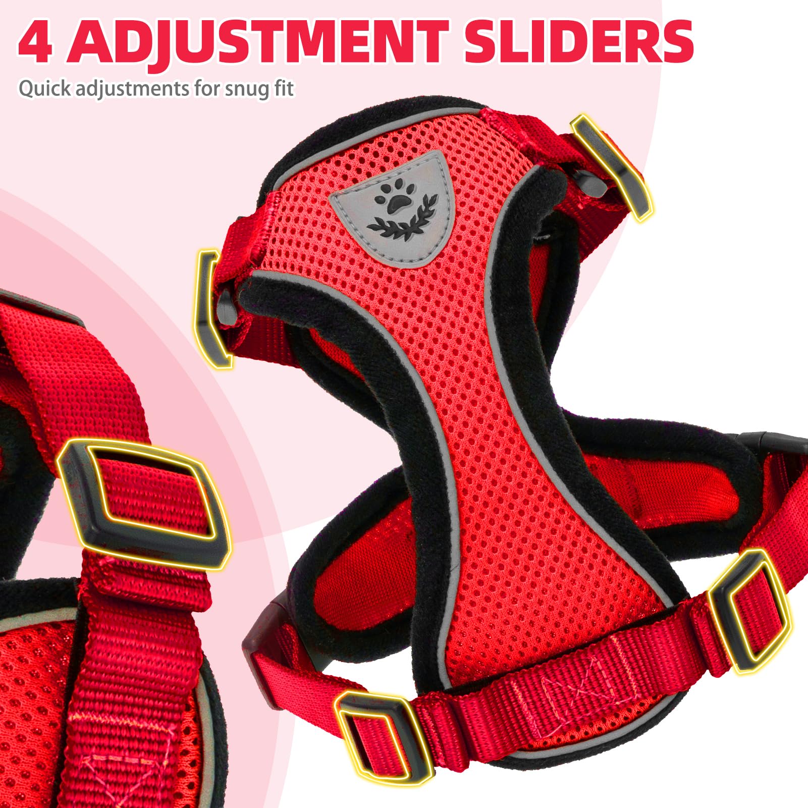 PUPTECK breathable mesh fabric harness ensures comfortable all-day wear.