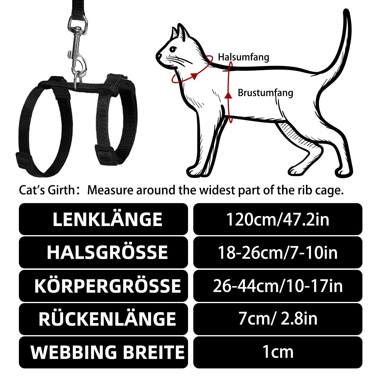 PUPTECK cat-harness chest-neck-adjust shows quick-on/off design for easy wearing.