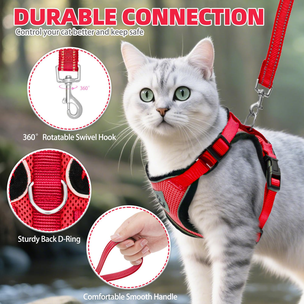 PUPTECK four-point adjustable harness provides snug, customizable fit for growing cats.