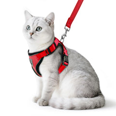 PUPTECK cat harness red size M outer view for secure outdoor walks.