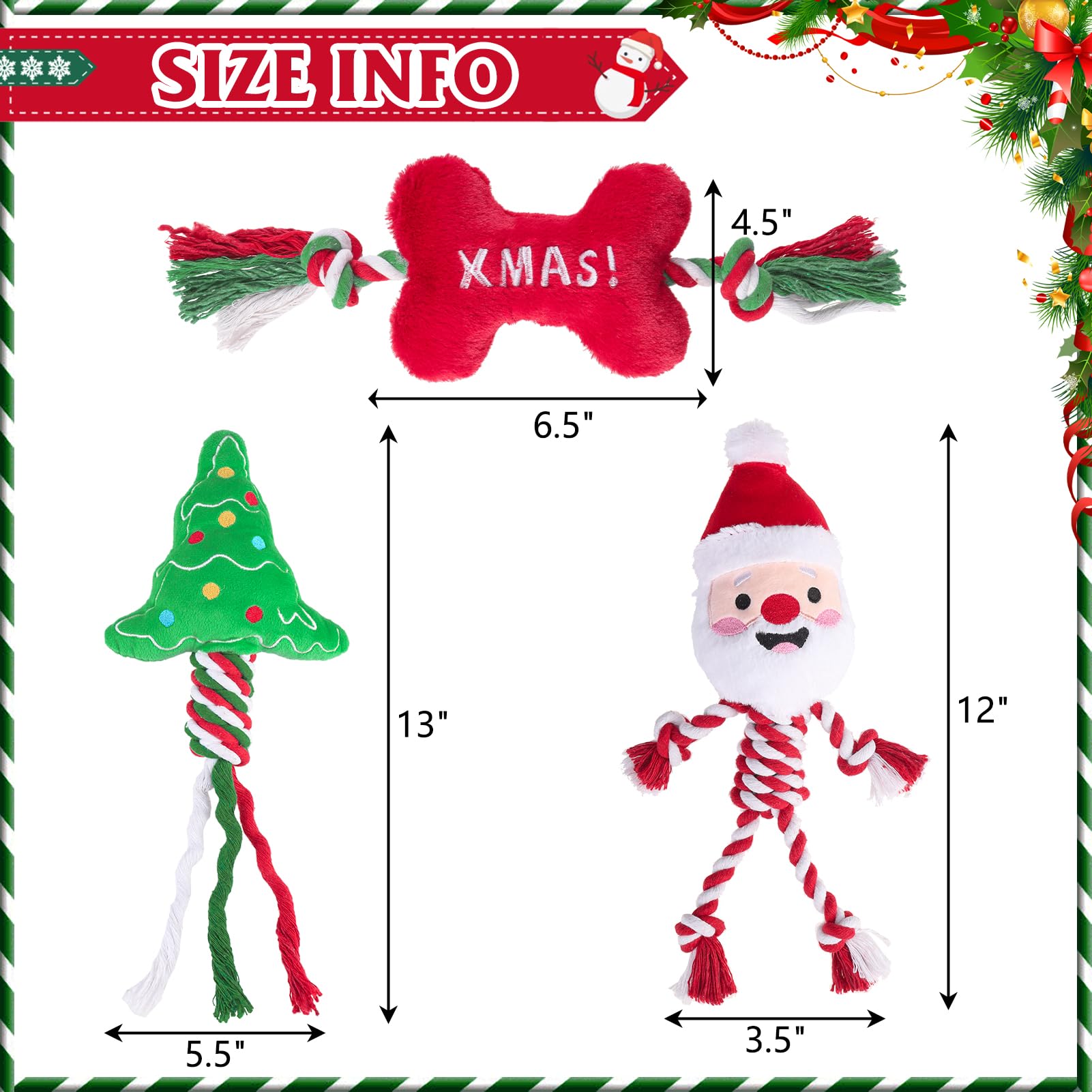 PUPTECK Christmas tree plush squeaky toy for interactive play