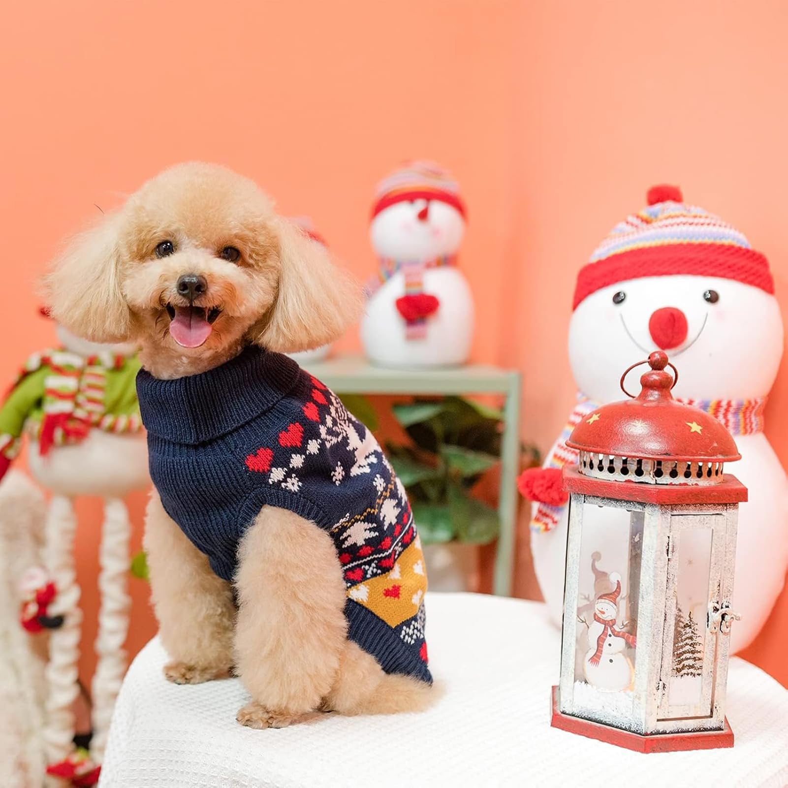 PUPTECK Christmas dog sweater machine washable for easy care.