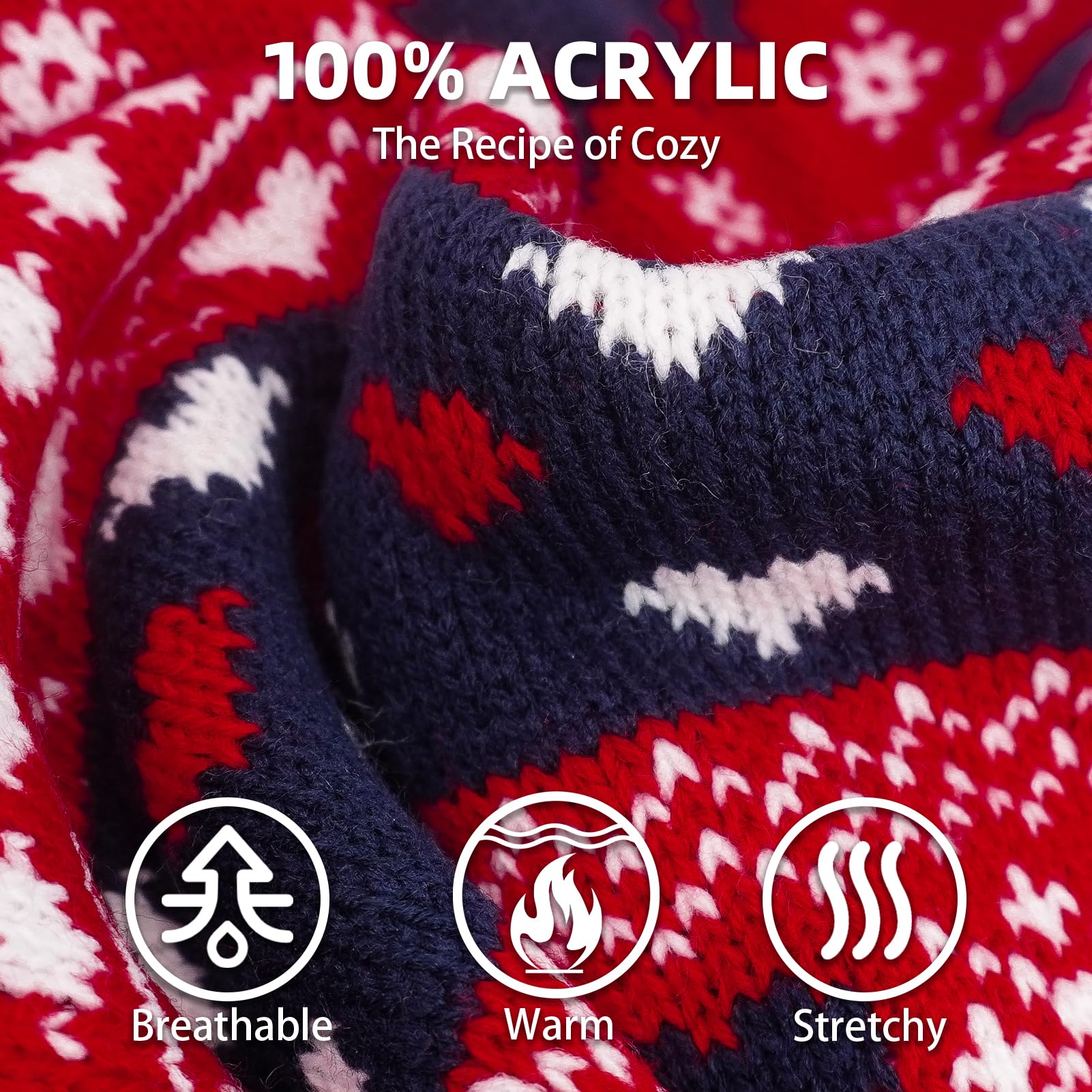 PUPTECK navy winter-design dog sweater for outdoor adventures.