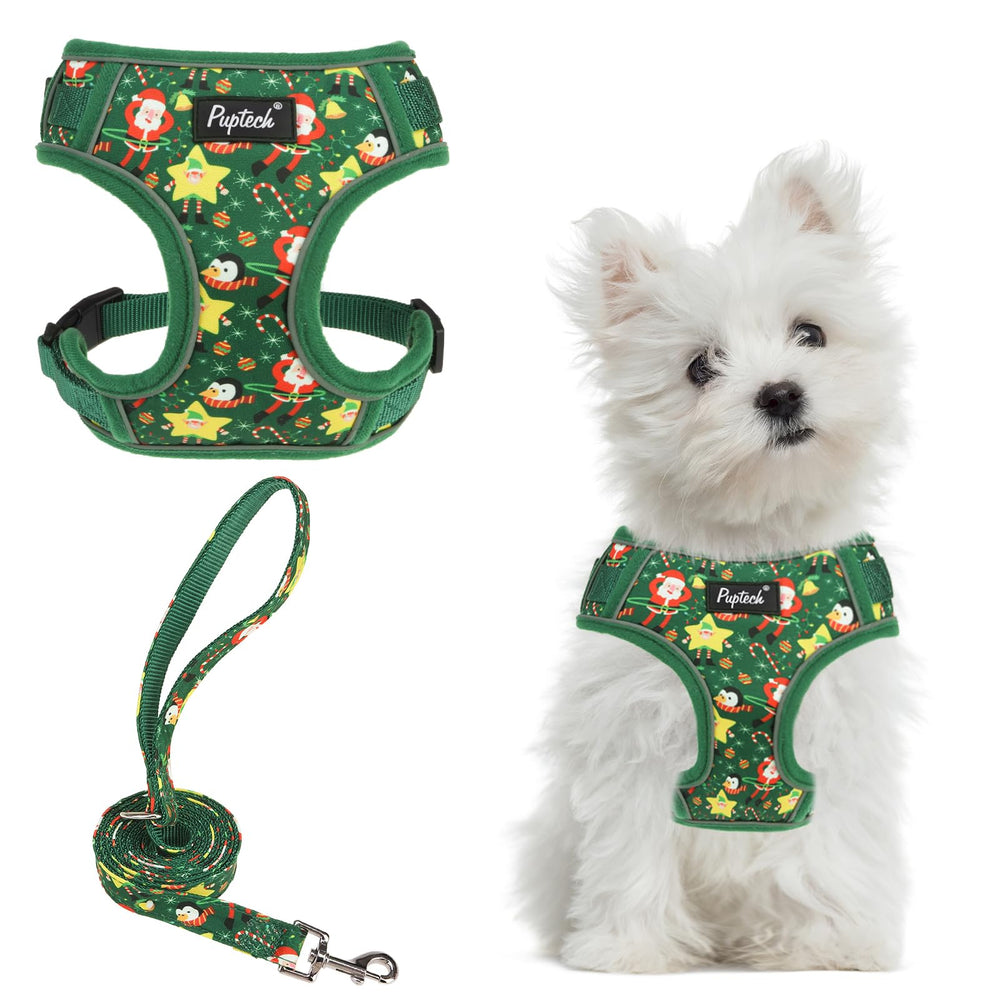 PUPTECK Christmas small dog harness side view for comfortable daily walks