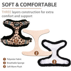 PUPTECK harness plush lining keeps pets warm on chilly days.