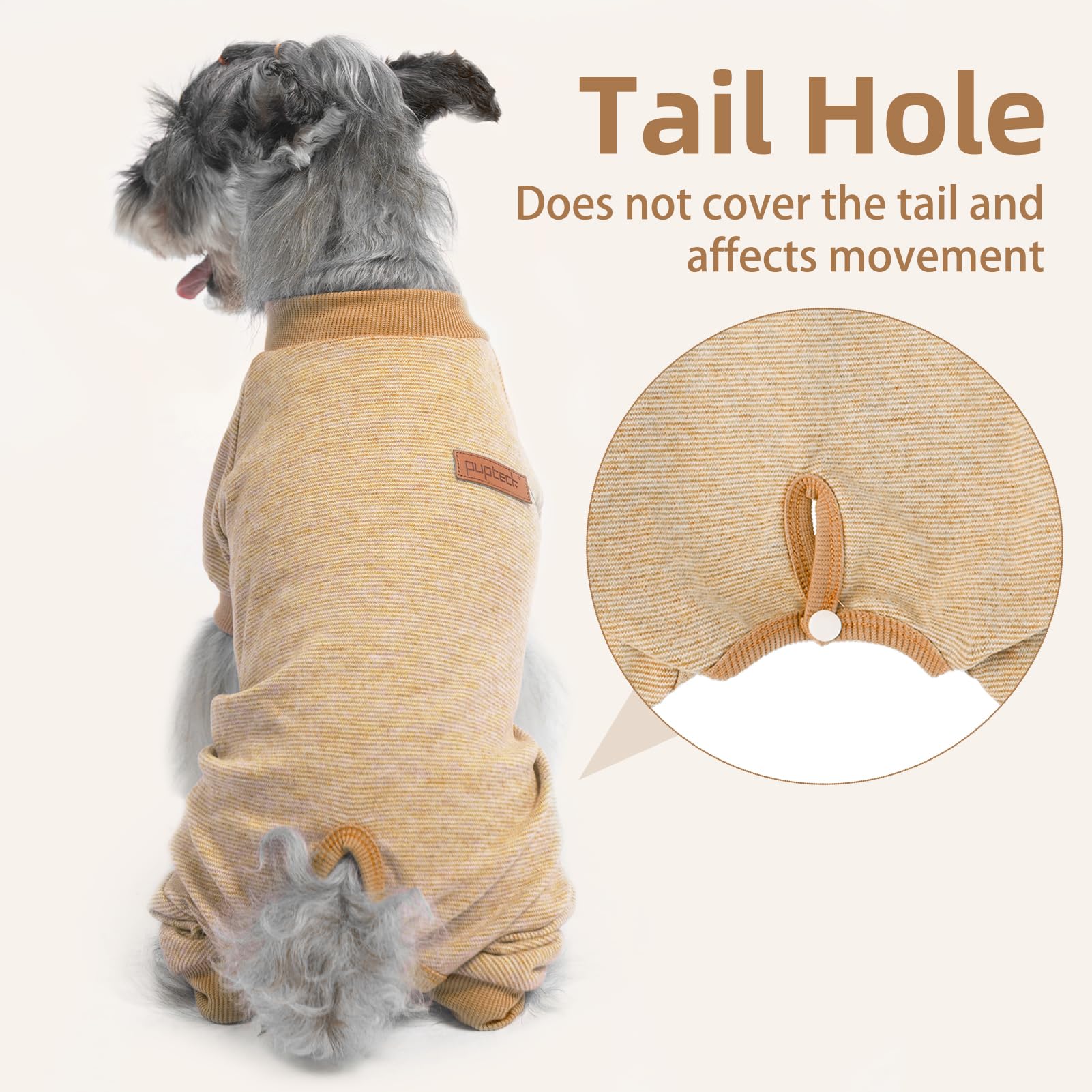 PUPTECK dog pajamas belly opening for convenient bathroom breaks.