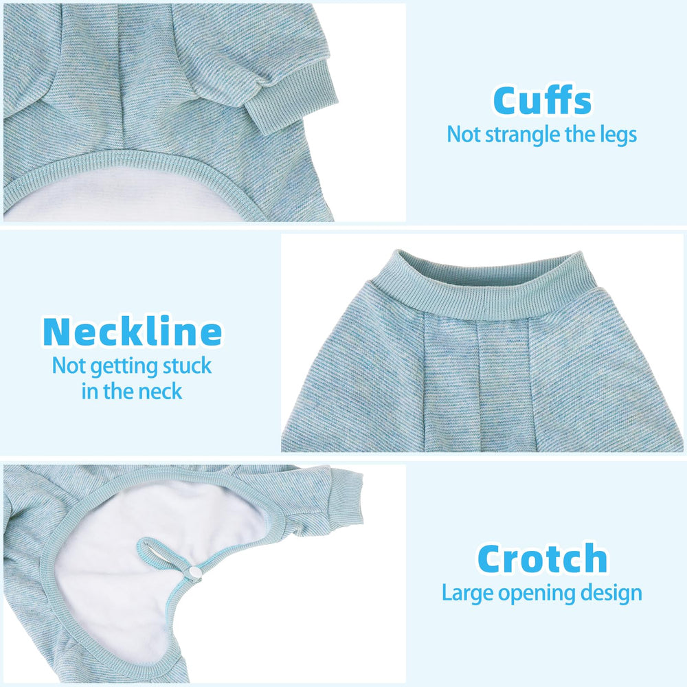 PUPTECK dog pajamas elastic cuffs keep sleeves in place and prevent drafts.