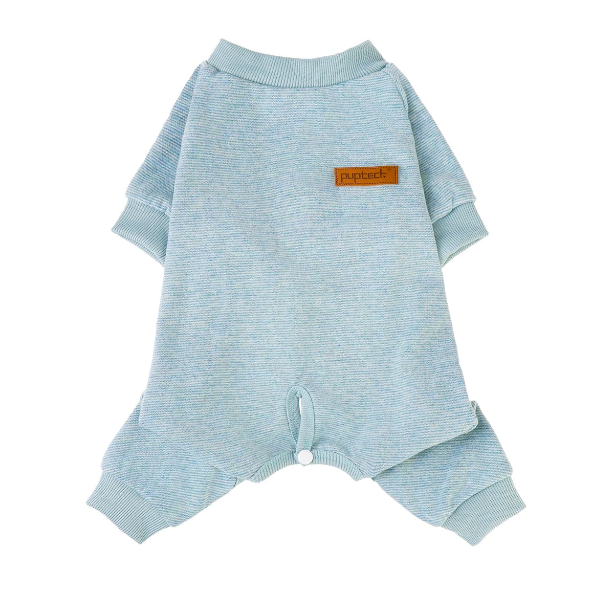 PUPTECK dog pajamas front view shows soft fleece for cozy lounging.