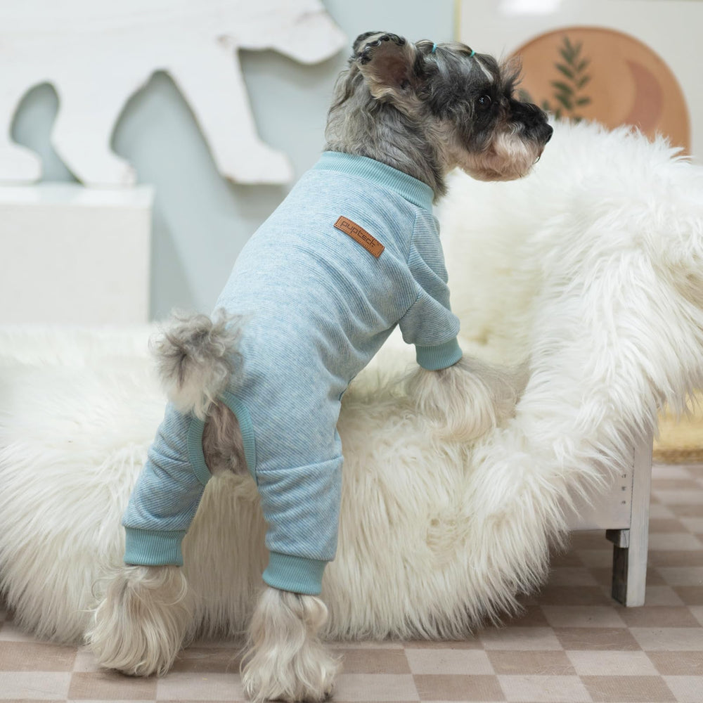 PUPTECK dog pajamas soft fleece fabric feels gentle on sensitive skin.
