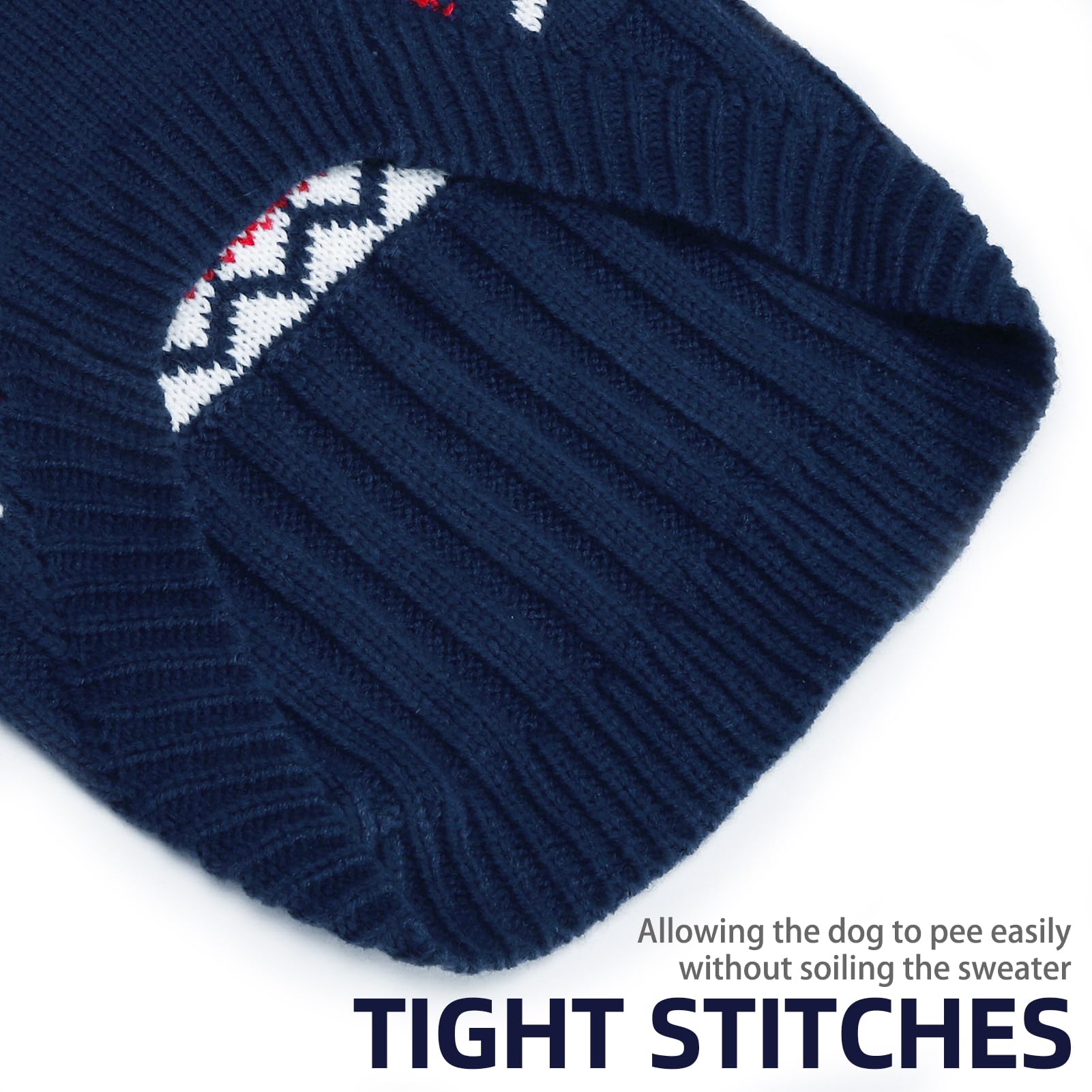 PUPTECK dog sweater blue back view demonstrates snug, secure fit