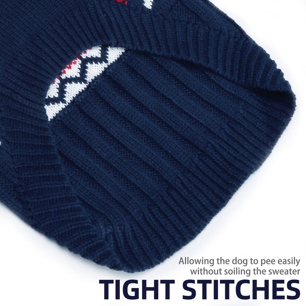 PUPTECK dog sweater blue back view demonstrates snug, secure fit