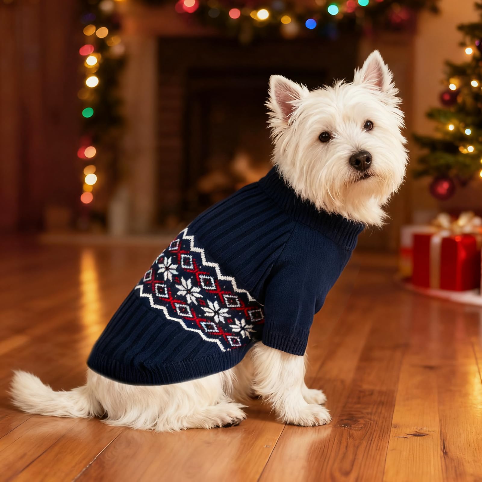 PUPTECK dog sweater blue easy slip-on design for quick dressing