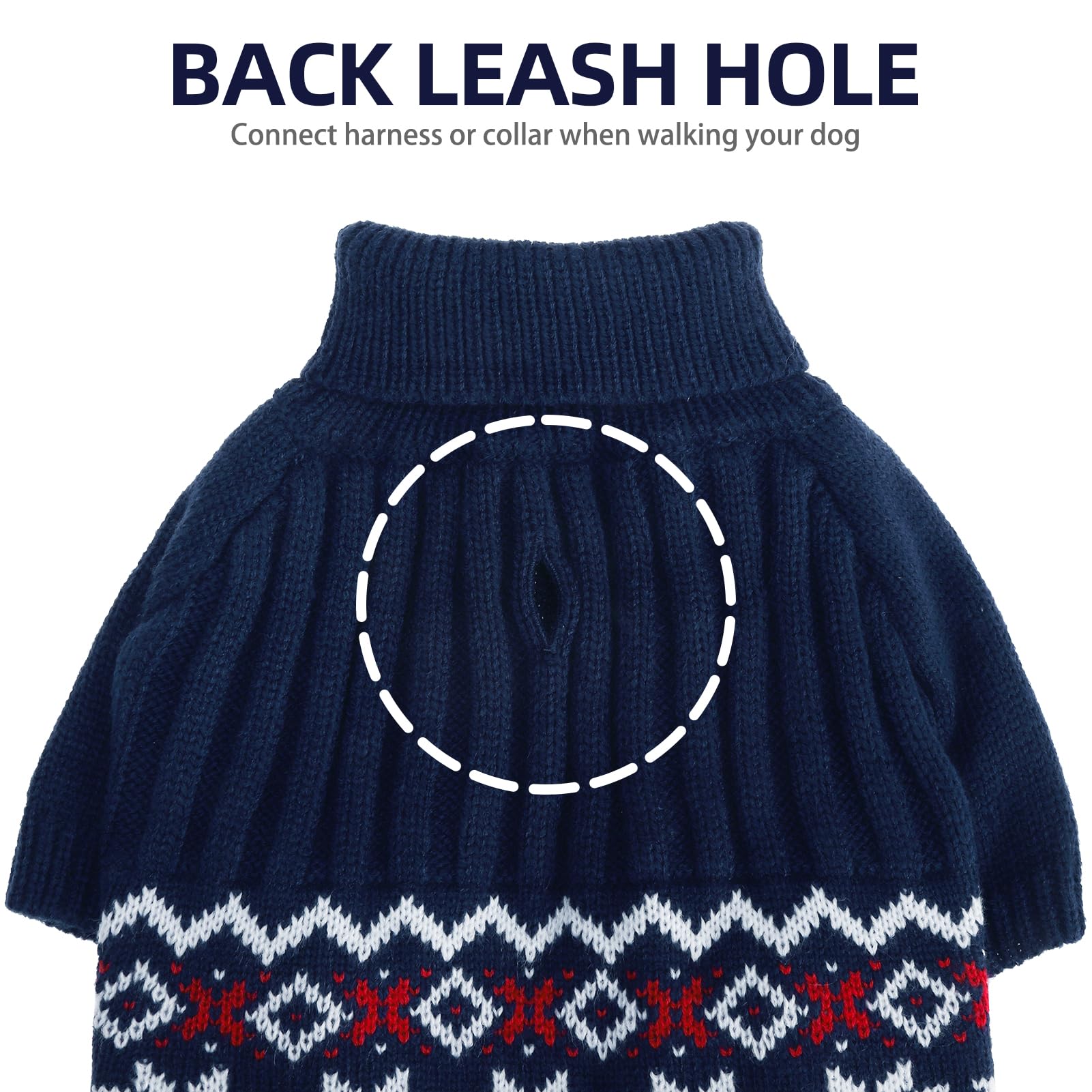 PUPTECK dog sweater blue knit fabric offers soft stretch for all-day comfort