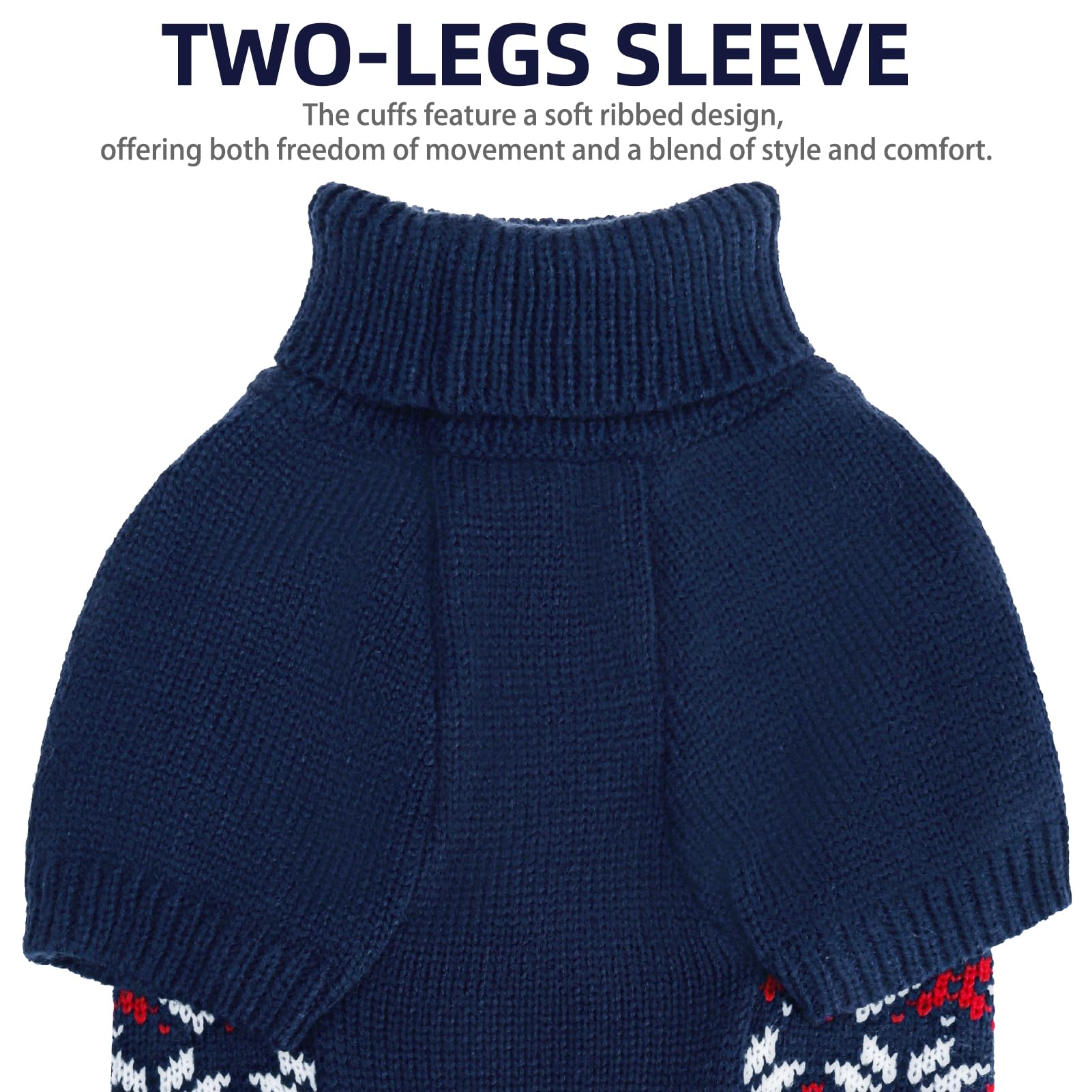 PUPTECK dog sweater blue neck detail emphasizes warm neck protection