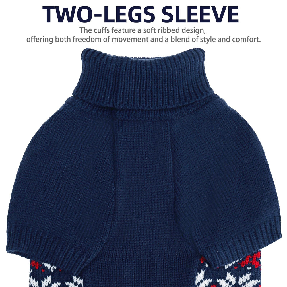 PUPTECK dog sweater blue neck detail emphasizes warm neck protection