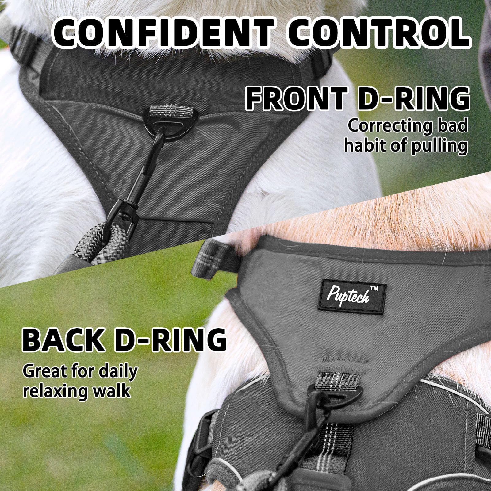 PUPTECK escape-proof harness back clip for daily walking and smooth movement