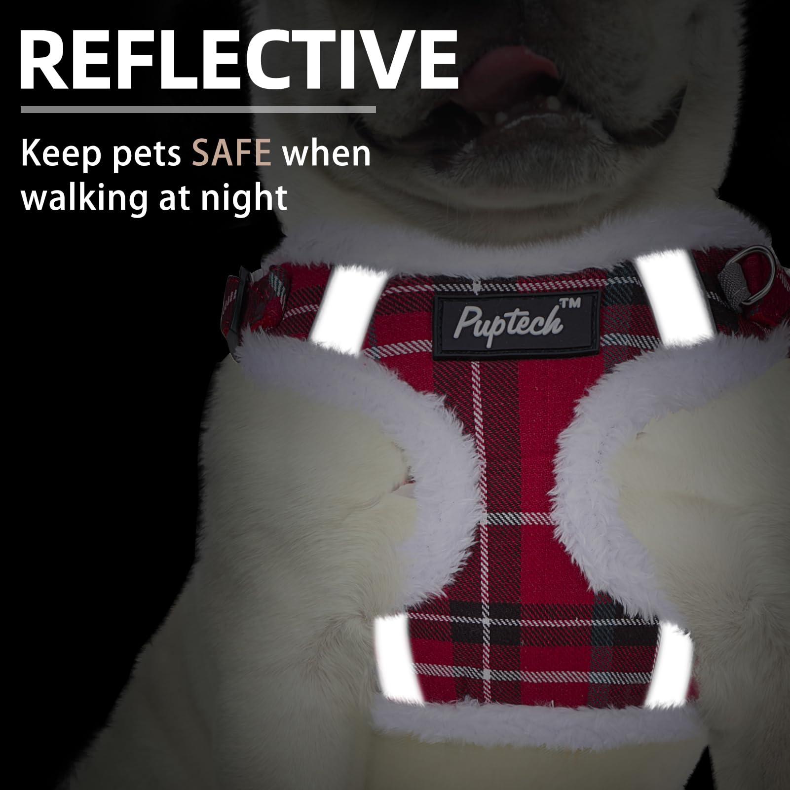 PUPTECK harness-reflective-strips-night-safety improves visibility for safer evening strolls