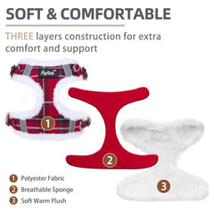 PUPTECK harness-soft-plush-lining provides warmth and comfort during cold-weather walks