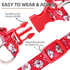 PUPTECK No Pull Christmas harness adjustable straps on red vest for versatile sizing.