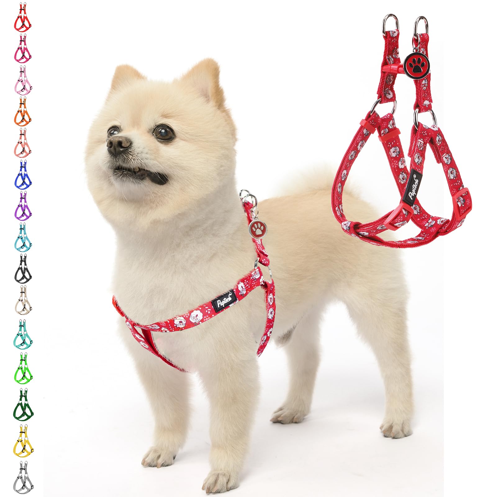 PUPTECK No Pull Christmas harness side view shows chest-friendly control for daily walks.