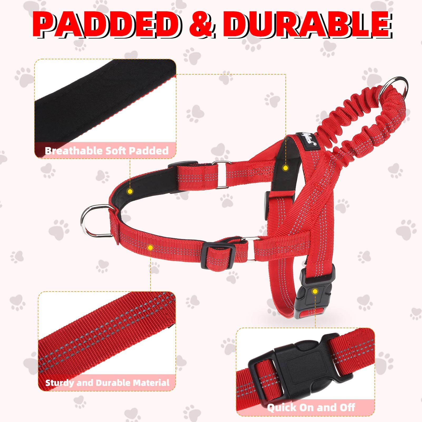 PUPTECK No Pull Harness front clip detail aids training control