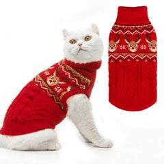 PUPTECK winter cat sweater knit closeup shows skin-friendly warmth for pets.