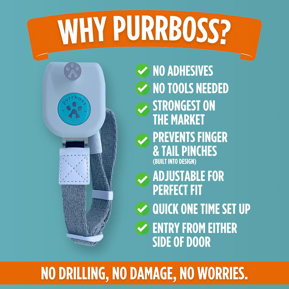 Purrboss Door Leash compatibility with standard doors and strike plates.