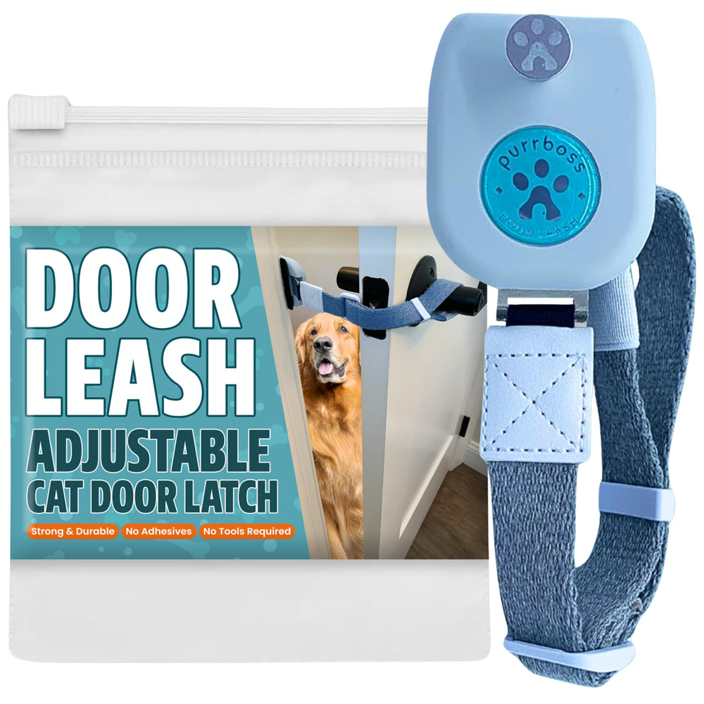 Purrboss Door Leash side view demonstrates simple cat access reducing dog interference.