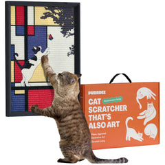 Purdee Mondrian cat art scratchpad wall-mounted closeup showing durable sisal surface for natural scratching and decor.