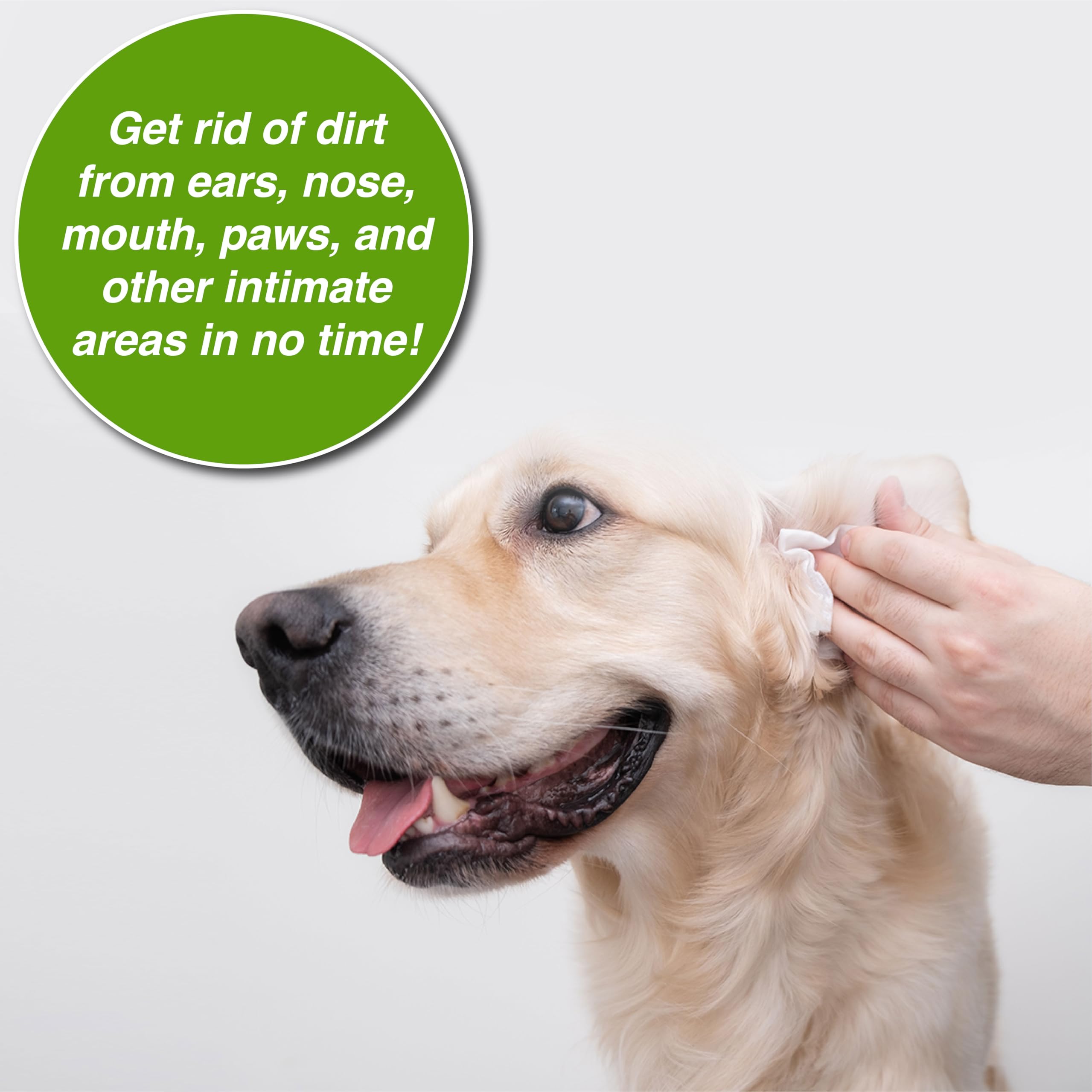 Pure and Natural Pet grooming wipes lanolin-free note highlights allergy-friendly cleaning