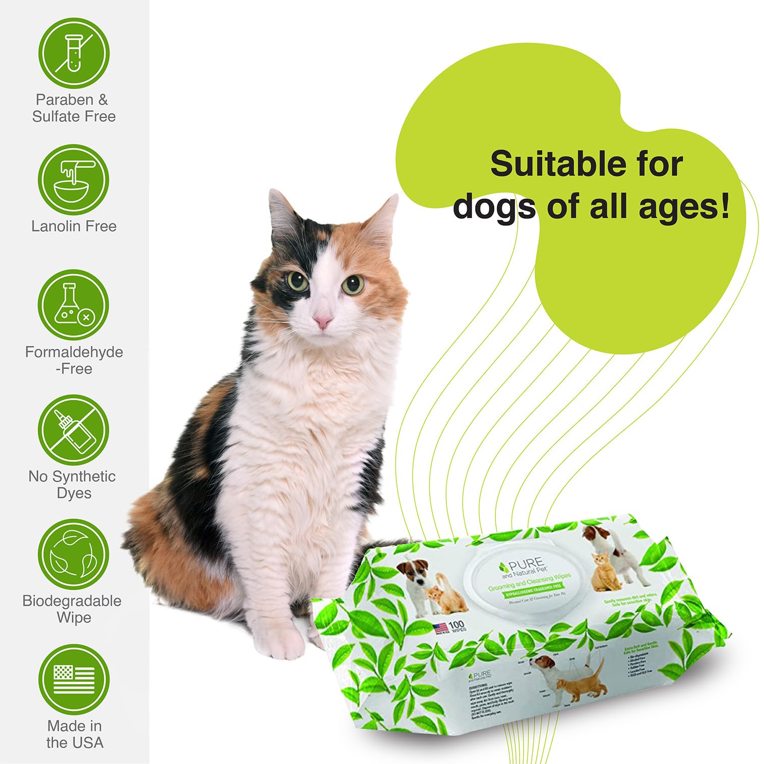 Pure and Natural Pet grooming wipes on-the-go use shows convenient, on-demand pet care